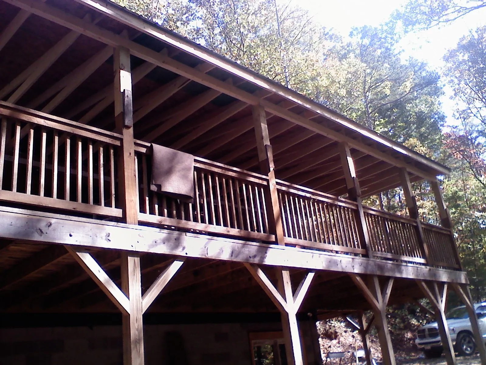 Timber framing under a new elevated porch and deck — Roof Leak Repair in Blackfoot by Roofing Brothers